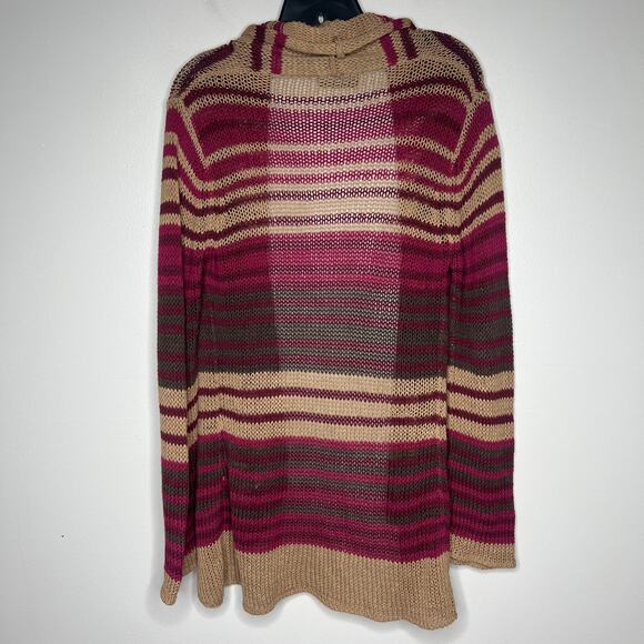 Wooden Ships Paola Buendia Striped Open Knit Cardigan Sweater M/L Boho Coastal - Picture 6 of 10